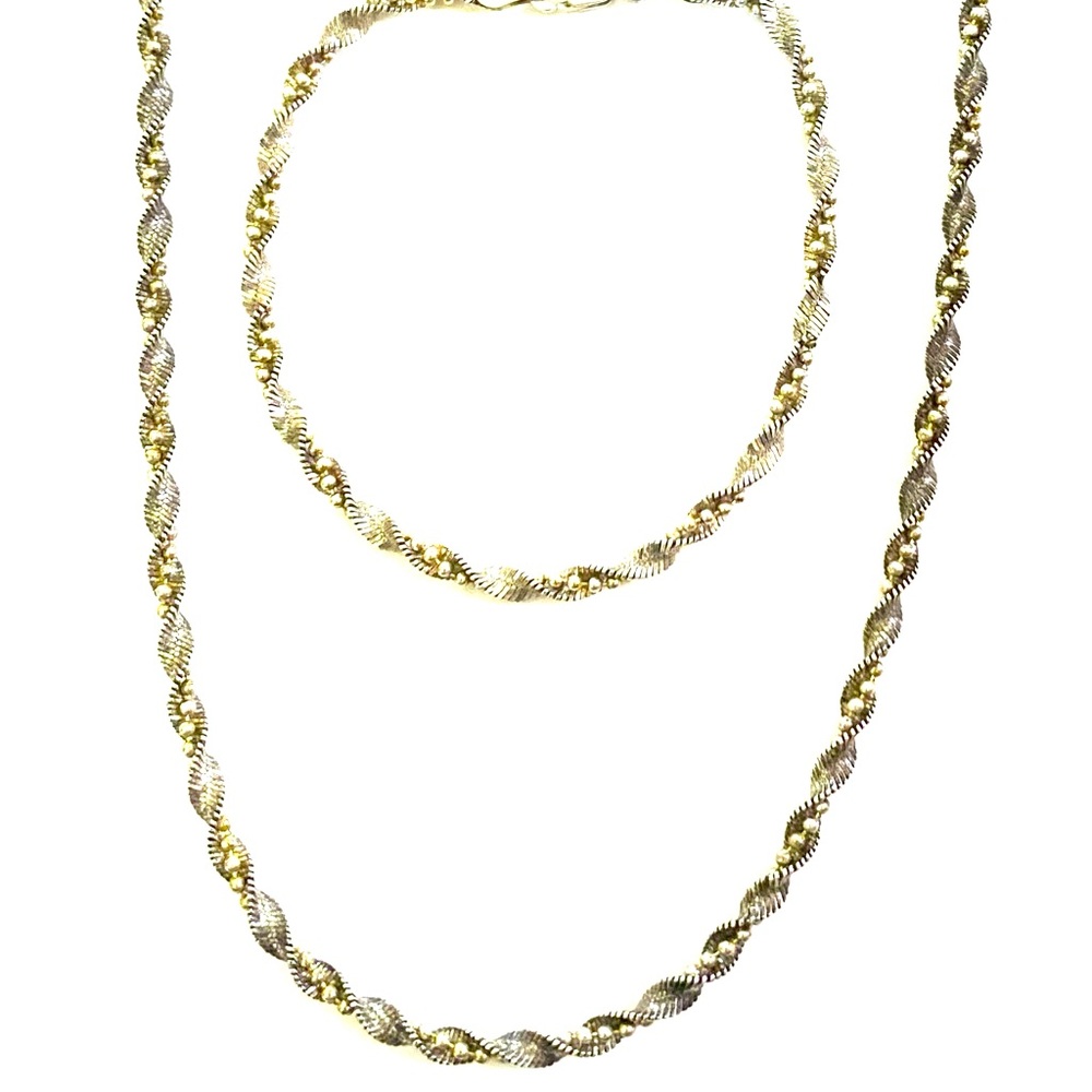 Sterling Silver Twisted Rope Necklace & Matching Bracelet